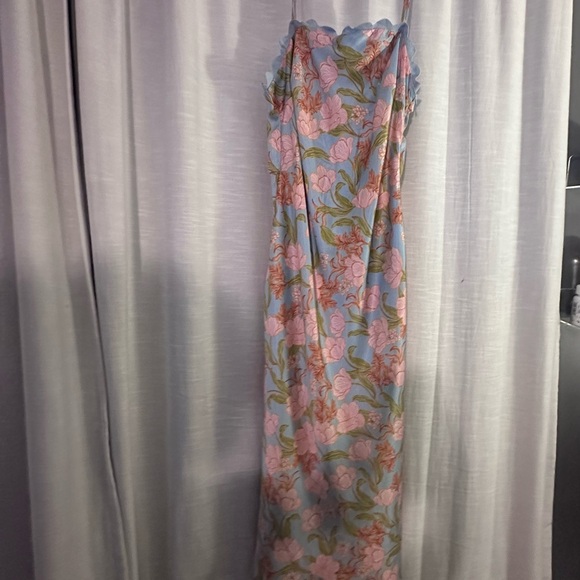 fab'rik Dresses & Skirts - fab'rik Pastel Blue Floral Slip Dress with Pink Blossoms